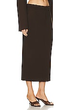 GRLFRND The Trouser Midi Skirt in Ganache Brown, view 2, click to view large image.