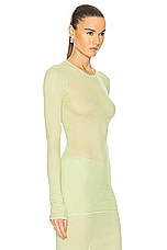 GRLFRND Long Sleeve Mesh Tee in Electric Lime, view 2, click to view large image.