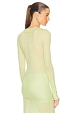 GRLFRND Long Sleeve Mesh Tee in Electric Lime, view 3, click to view large image.