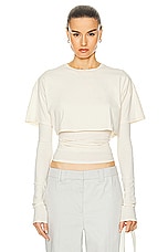 GRLFRND Layering Jersey Cropped Tee Set in Birch Beige, view 1, click to view large image.
