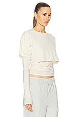 GRLFRND Layering Jersey Cropped Tee Set in Birch Beige, view 2, click to view large image.