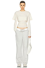 GRLFRND Layering Jersey Cropped Tee Set in Birch Beige, view 4, click to view large image.