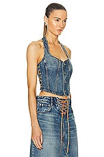 GRLFRND Phoebe Laced Halter Top in Nashville Suede, view 2, click to view large image.