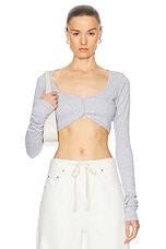GRLFRND Rib Button Through Crop Top in Heather Grey, view 1, click to view large image.