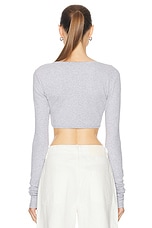 GRLFRND Rib Button Through Crop Top in Heather Grey, view 3, click to view large image.