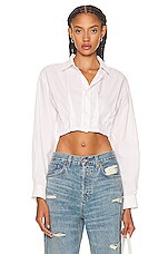 GRLFRND Kayley Cropped Shirt in White, view 1, click to view large image.