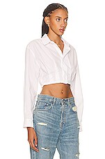 GRLFRND Kayley Cropped Shirt in White, view 2, click to view large image.