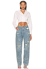 GRLFRND Kayley Cropped Shirt in White, view 4, click to view large image.