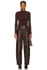 GOLDSIGN Trey Leather Trouser in Maderia, view 4, click to view large image.