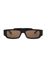 Gucci Rectangle Sunglasses in Black & Brown, view 1, click to view large image.