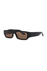 Gucci Rectangle Sunglasses in Black & Brown, view 2, click to view large image.