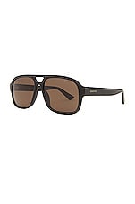 Gucci GG1342S Sunglass in Black & Brown, view 2, click to view large image.