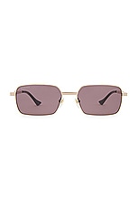 Gucci Rectangle Sunglasses in Gold & Grey, view 1, click to view large image.