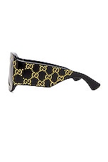 Gucci Mask Sunglasses in Black & Grey, view 3, click to view large image.