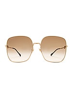 Gucci Horsebit Oversize Square Sunglasses in Shiny Endura Gold & Brown Gradient, view 1, click to view large image.