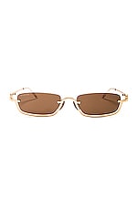 Gucci Rectangular Sunglasses in Gold, view 1, click to view large image.
