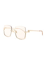 Gucci GG Upside Down Rectangular Sunglasses in Gold & Light Yellow, view 2, click to view large image.