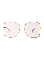 Gucci Square Sunglasses in Gold & Pink, view 1, click to view large image.