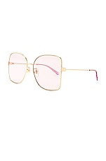 Gucci Square Sunglasses in Gold & Pink, view 2, click to view large image.