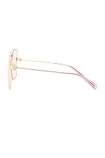 Gucci Not A Fork Square Sunglasses in Gold & Pink, view 3, click to view large image.