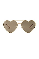 Gucci Heart Sunglasses in Gold & Grey, view 1, click to view large image.