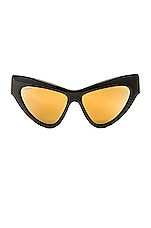 Gucci Sharp Cat Eye Sunglasses in Black & Gold, view 1, click to view large image.
