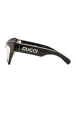 Gucci Sharp Cat Eye Sunglasses in Black & Gold, view 3, click to view large image.