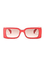 Gucci Rectangular Sunglasses in Bright Red, view 1, click to view large image.