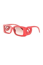 Gucci Chaise Longue Rectangular Sunglasses in Bright Red, view 2, click to view large image.