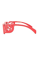 Gucci Chaise Longue Rectangular Sunglasses in Bright Red, view 3, click to view large image.