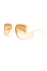 Gucci Chaise Longue Square Sunglasses in Ivory, view 2, click to view large image.