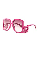 Gucci Chaise Longue Square Sunglasses in Fuchsia, view 2, click to view large image.