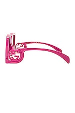 Gucci Chaise Longue Square Sunglasses in Fuchsia, view 3, click to view large image.