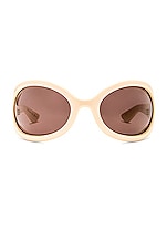 Gucci Fashion Show Geometrical Sunglasses in Ivory, view 1, click to view large image.