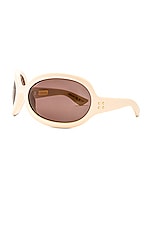 Gucci Fashion Show Geometrical Sunglasses in Ivory, view 2, click to view large image.