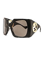Gucci GG Blondie Butterfly Sunglasses in Black, view 2, click to view large image.
