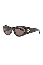 Gucci GG Corner Cat Eye Sunglasses in Black, view 2, click to view large image.
