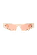 Gucci Fashion Show Cat Eye Sunglasses in Shiny Solid Ivory, view 1, click to view large image.