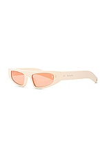 Gucci Fashion Show Cat Eye Sunglasses in Shiny Solid Ivory, view 2, click to view large image.
