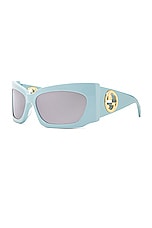 Gucci GG Blondie Geometrical Sunglasses in Light Blue, view 2, click to view large image.