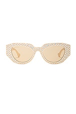 Gucci Geometrical Directional Sunglasses in Ivory & Brown, view 1, click to view large image.