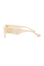 Gucci Geometrical Directional Sunglasses in Ivory & Brown, view 3, click to view large image.