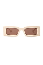 Gucci Generation Rectangular Sunglasses in Shiny Solid Ivory, view 1, click to view large image.