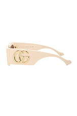 Gucci Generation Rectangular Sunglasses in Shiny Solid Ivory, view 3, click to view large image.