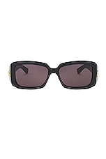 Gucci GG Corner Rectangular Sunglasses in Black, view 1, click to view large image.