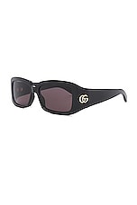 Gucci GG Corner Rectangular Sunglasses in Black, view 2, click to view large image.