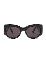 Gucci Marmont Monocolor Oval Sunglasses in Black, view 1, click to view large image.