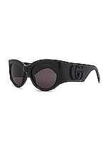 Gucci Marmont Monocolor Oval Sunglasses in Black, view 2, click to view large image.