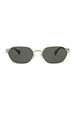 Gucci Mini Running Oval Sunglasses In Gold &amp; Black in Gold & Black, view 1, click to view large image.
