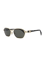 Gucci Mini Running Oval Sunglasses In Gold &amp; Black in Gold & Black, view 2, click to view large image.